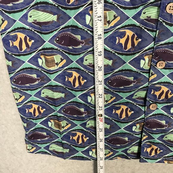 Trunks Surf Swim Co Shirt Mens Small Blue Button Beach Fish Waikiki NWT $78 - Picture 7 of 10